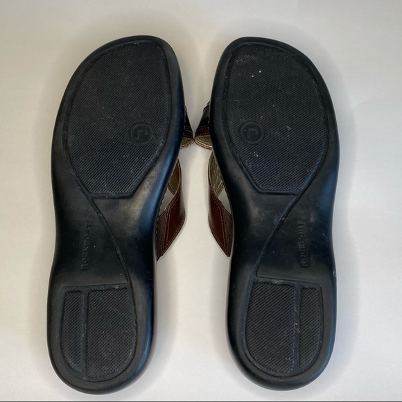 Rockport Sandals Leather Slip Ons Brown and Metallic Gold made in Brazil 8.5 - Picture 4 of 9